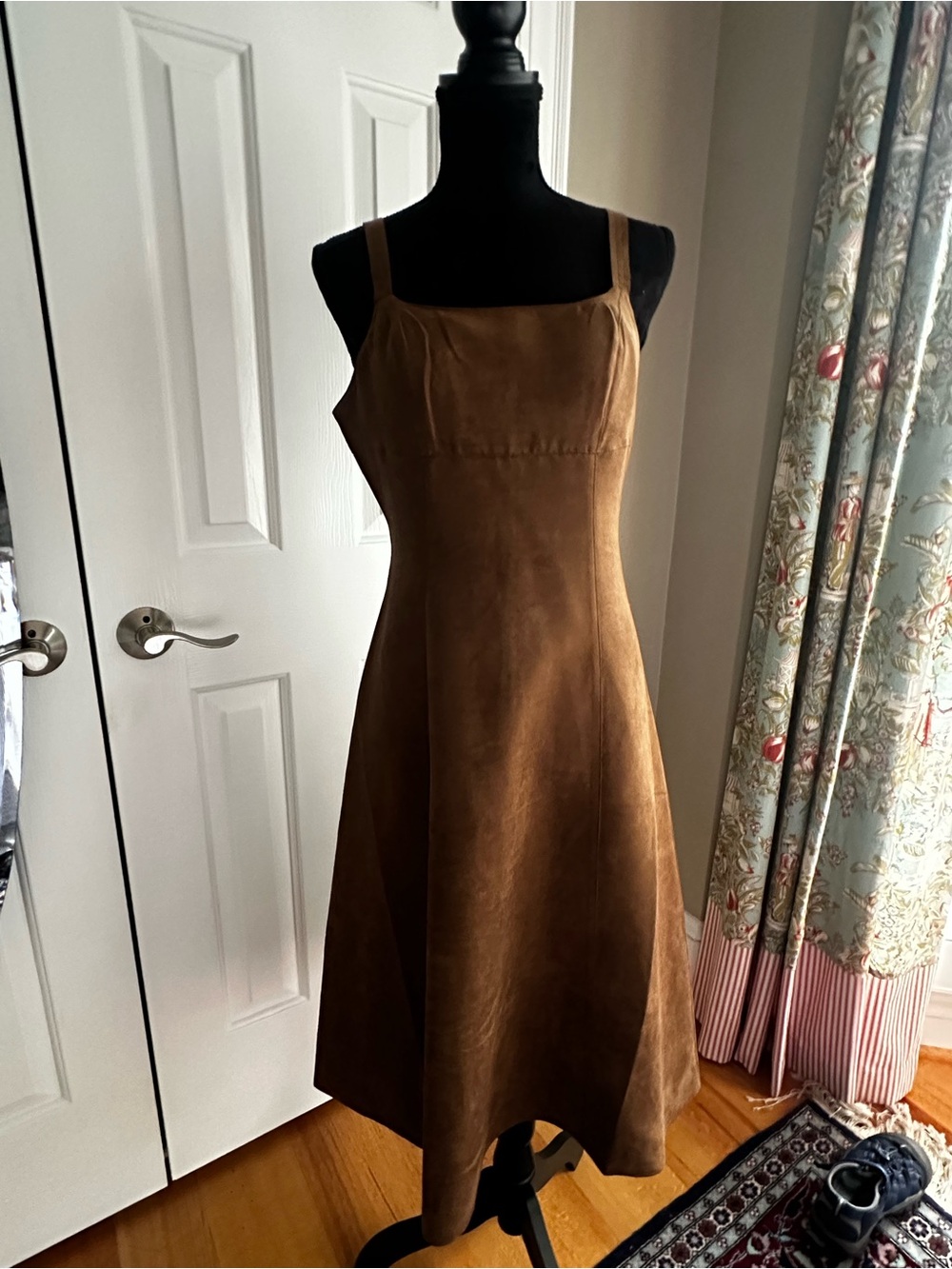 Banana Republic Faux Suede Square Neck Midi Dress Brown